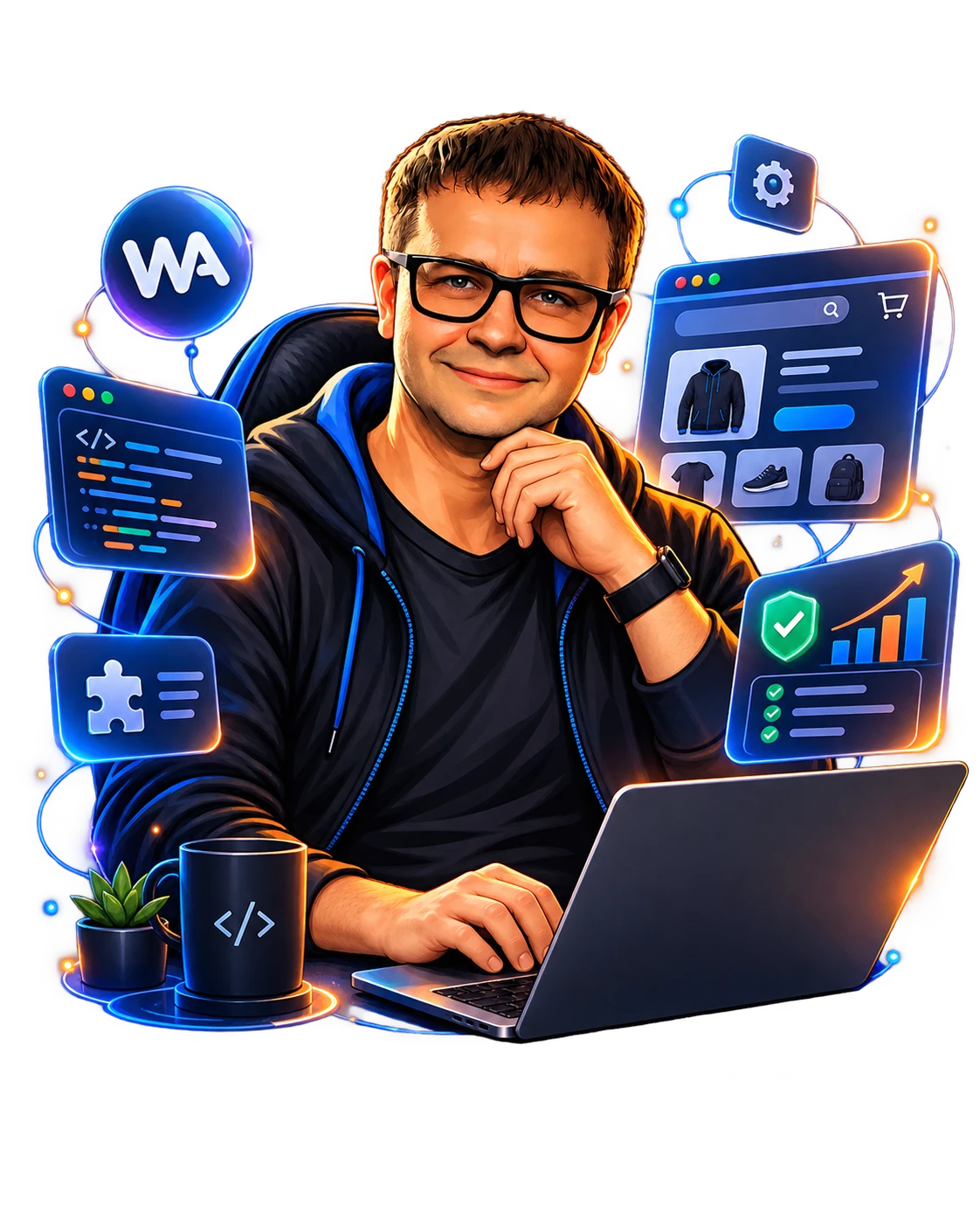 Разработчик WA Lab за работой над проектом Webasyst